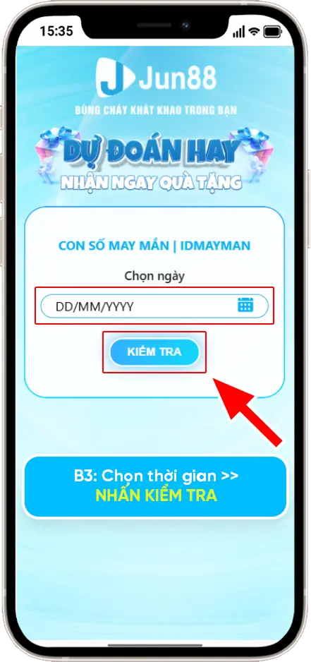 Bước 3: Chọn thời gian » ấn KIỂM TRA